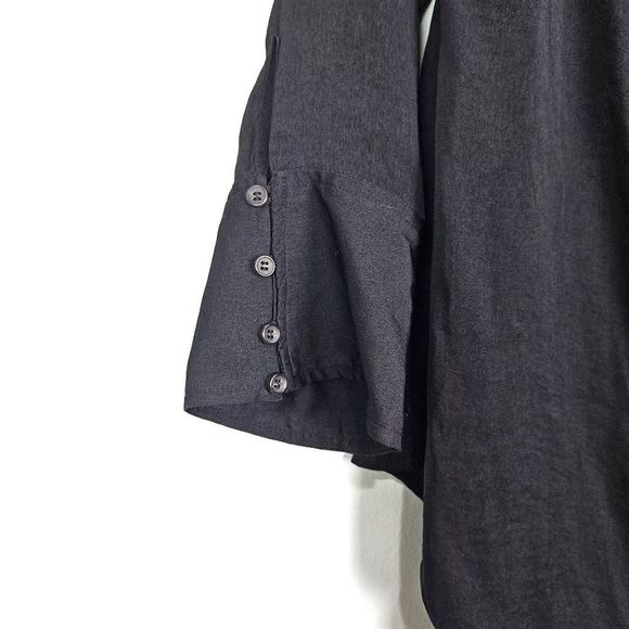 FREE PEOPLE Black Walk This Way Button Up Bell Sleeve Blouse Top Size: X-Small - Picture 5 of 7
